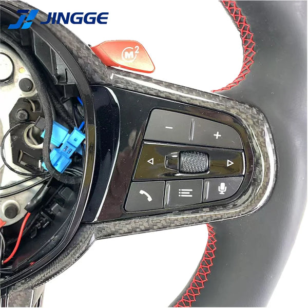 Volant en cuir personnalisé pour M4 M3 G20 G28 G30 G38 G80 G82 320i 330i 330e 340i 540i, LED de sport en carbone forgé