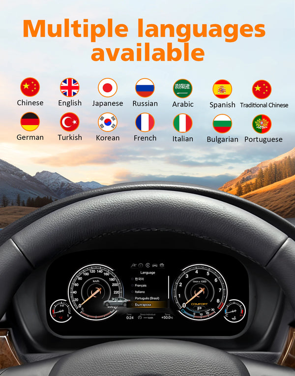 Tableau de bord numérique Hizpo Dash 10,1 pouces pour BMW Série 3 E90 / E91 / E92 / E93 2005-2012, écran LCD, compteur de vit