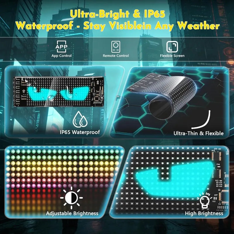Panneau LED Animé Devil Eyes USB pour Pare-Brise – Éclairage LED | OURANE.COM