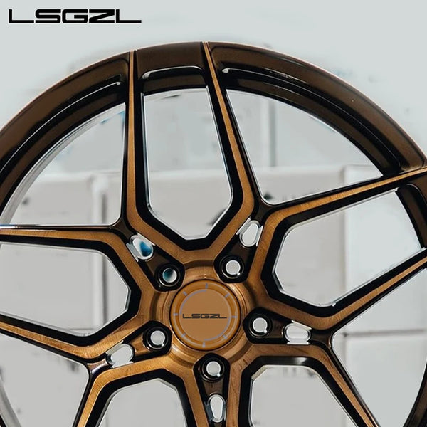 LSGZL Jantes de voiture forgées monobloc en alliage bronze brossé personnalisé pour BMW Ferrari Audi 5x120 5x130 5x114.3 Conc