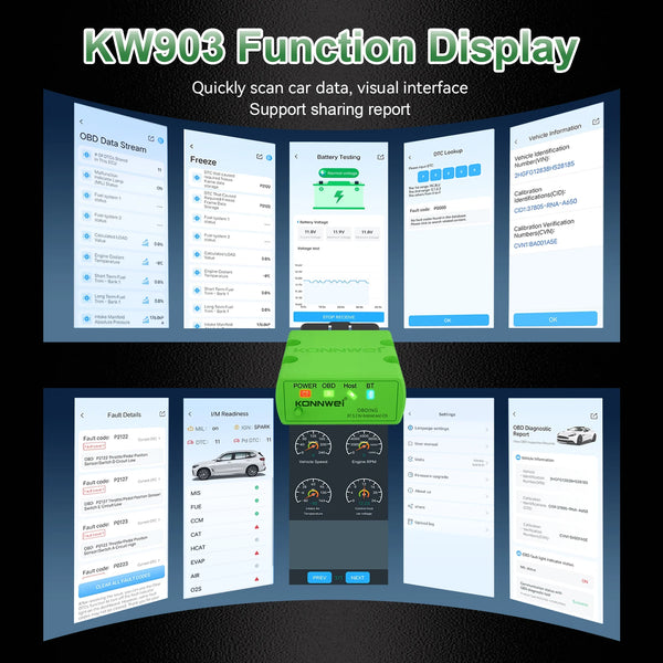 Scanner OBD2 mini KONNWEI KW902 ELM327 Bluetooth — vue 5