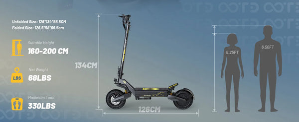 Trottinette électrique pour adultes OOTD T10, e-scooter 900W de puissance de pointe, batterie 48V 13.5Ah, écran LED - OURANE.