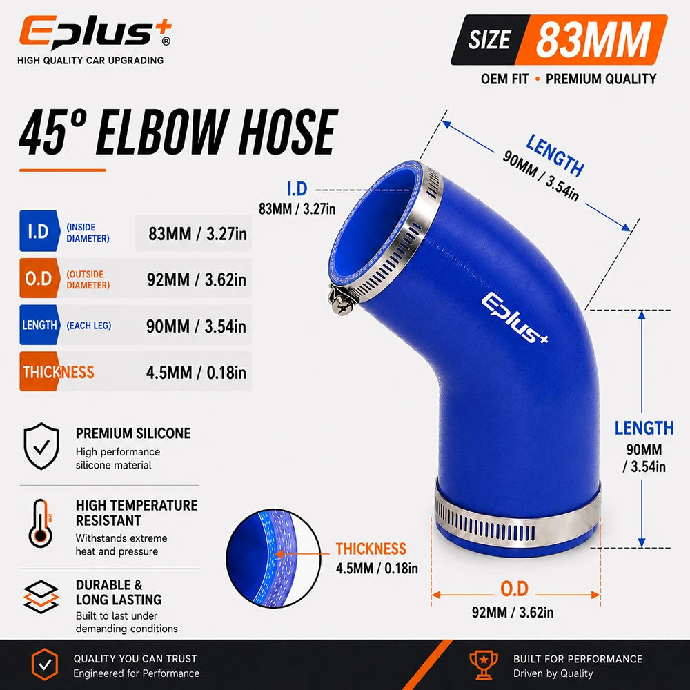 Durite Silicone Bleue 45° avec Colliers pour Turbo et Intercooler – Admission & performance | OURANE.COM