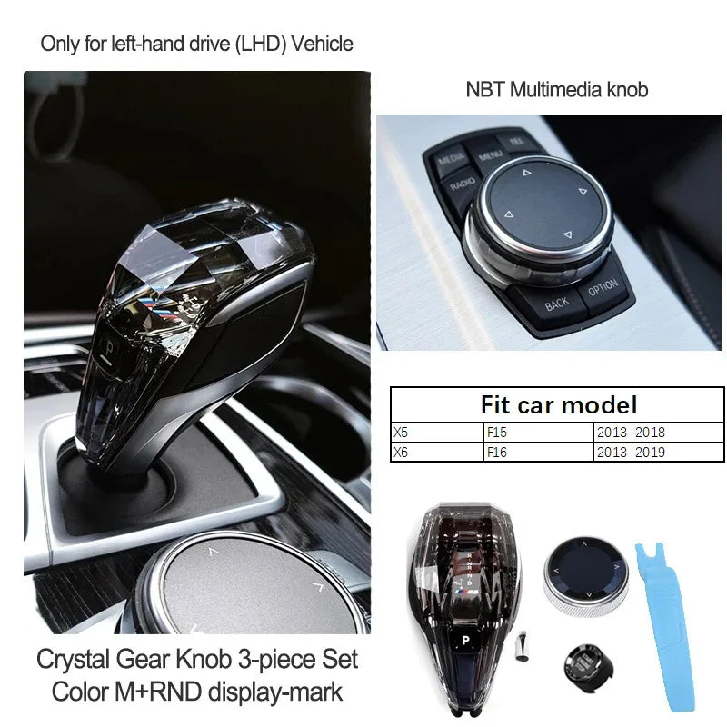 3 Piece Lot Crystal Levier de Vitesses Knob Lever Stick Handle Pour BMW 3 5 6 7 Series X3 X5 X6 F30 G15 F01 G20 G05 G21 G28 G
