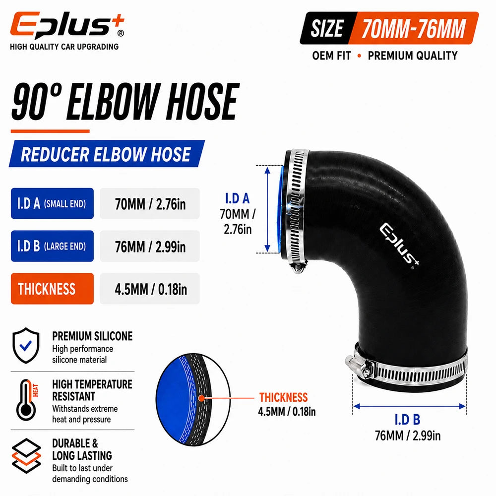 Durite Silicone Noire 90° Réductrice pour Turbo et Intercooler – Admission & performance | OURANE.COM