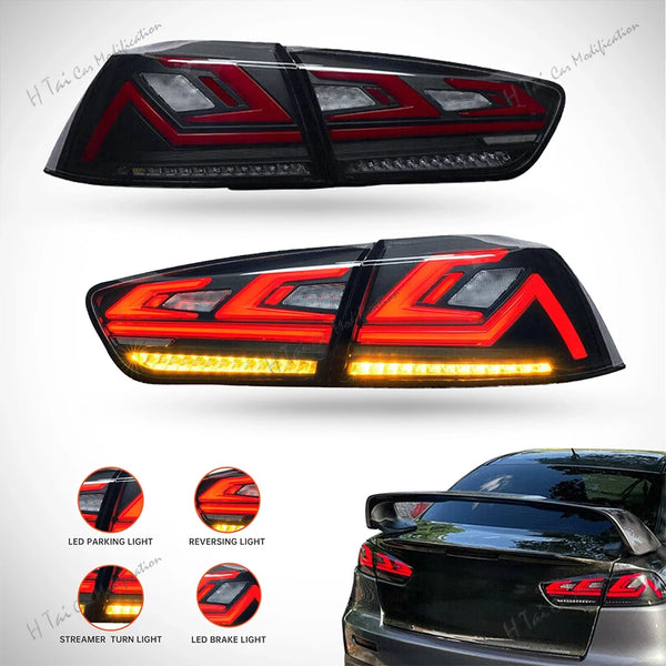 Paire de feux arrière LED pour Mitsubishi Lancer EVO X 2008-2018, clignotants dynamiques
