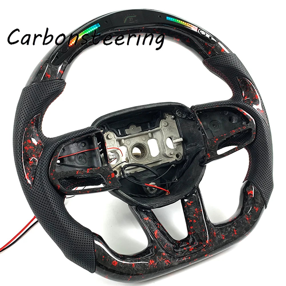 Volant en fibre de carbone forgée pour Dodge Charger et Challenger 2015+ SRT Hellcat Scat Pack, style course