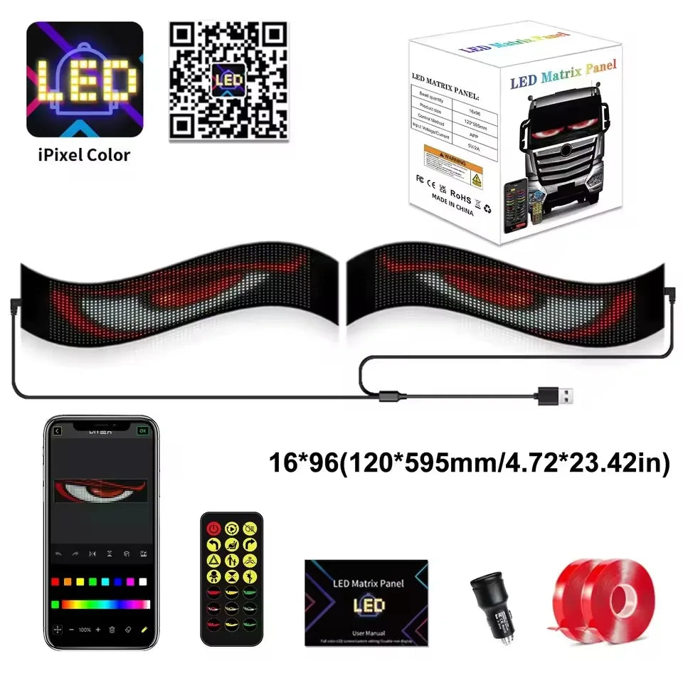 Panneau LED Animé Devil Eyes USB pour Pare-Brise – Éclairage LED | OURANE.COM