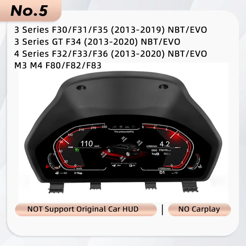 2026 Digital Instrument Dashboard Cluster Pour BMW 1 2 3 4 5 6 7 Series X1 X2 X3 X4 Speedometer Instrument Panel F10 E90 E60 
