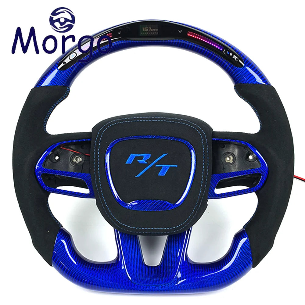 Volant en fibre de carbone avec affichage LED RPM pour Dodge Charger, Challenger et Hellcat, personnalisable
