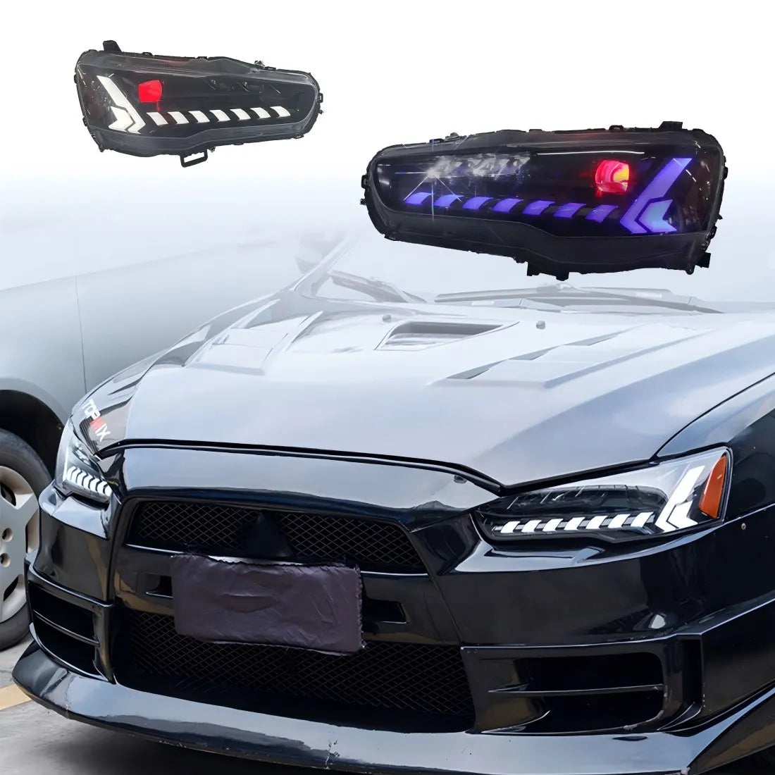 Phares LED pour Mitsubishi Lancer EVO X 2008-2020, clignotant dynamique, feux de jour DRL