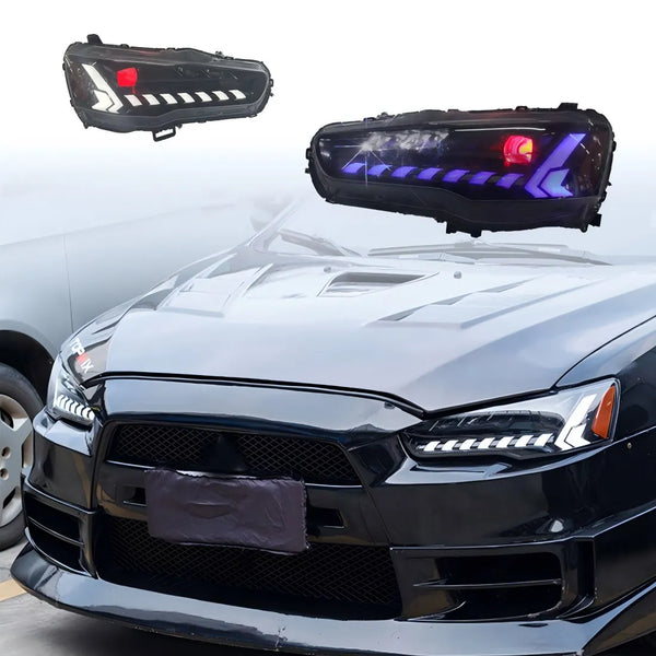 Phares LED pour Mitsubishi Lancer EVO X 2008-2020, clignotant dynamique, feux de jour DRL