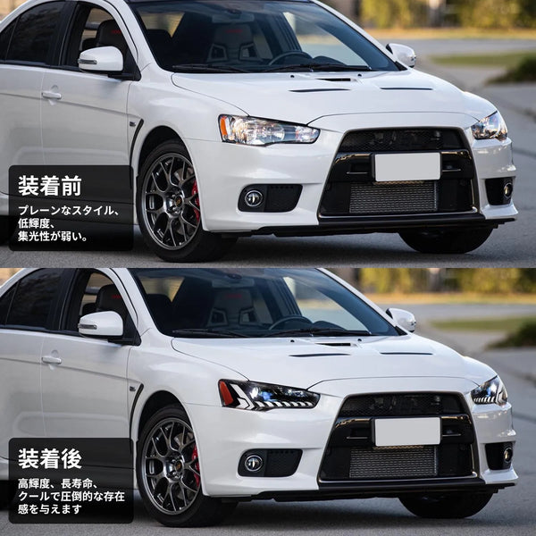 Paire de phares LED projecteur pour Mitsubishi Lancer EVO X 10e génération 2008-2020, animation dynamique