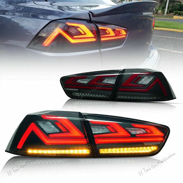 Paire de feux arrière LED pour Mitsubishi Lancer EVO X 2008-2018, clignotants dynamiques