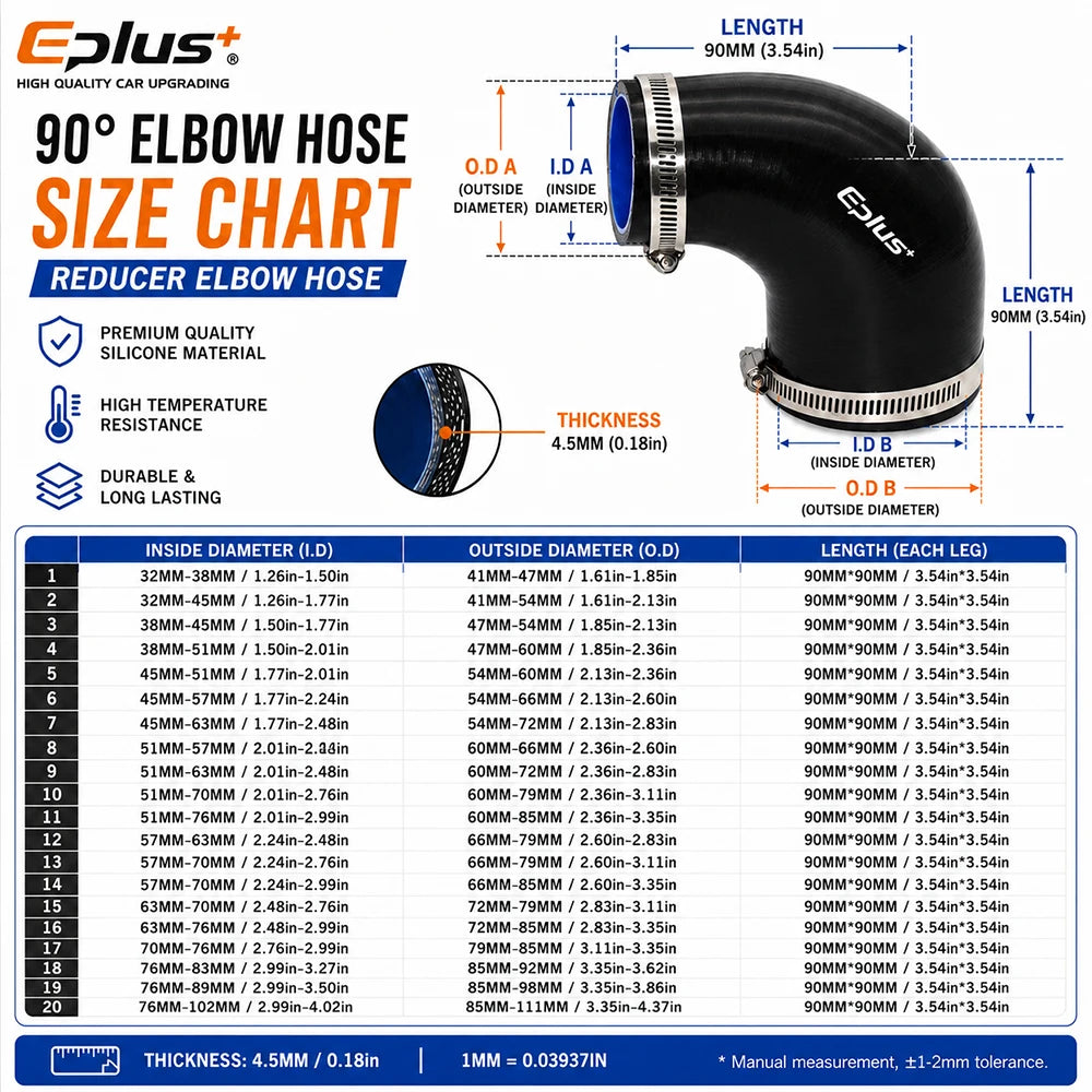Durite Silicone Noire 90° Réductrice pour Turbo et Intercooler – Admission & performance | OURANE.COM