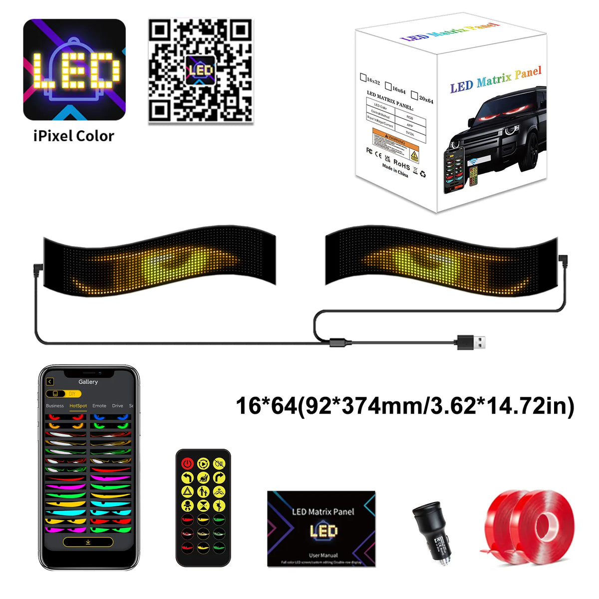 1/2PCS Devil Eyes Éclairage USB-Powered LED Matrix Panel DIY Programmable Flexible LED Screen avec Contrôle par Application f