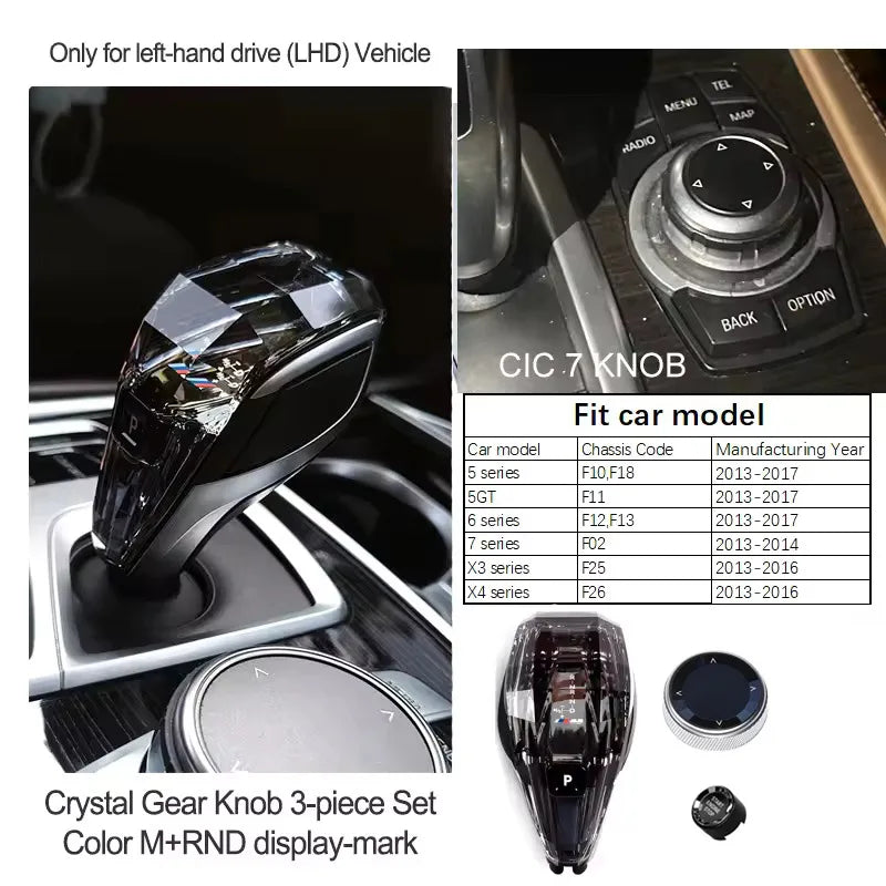 3 Piece Lot Crystal Levier de Vitesses Knob Lever Stick Handle Pour BMW 3 5 6 7 Series X3 X5 X6 F30 G15 F01 G20 G05 G21 G28 G