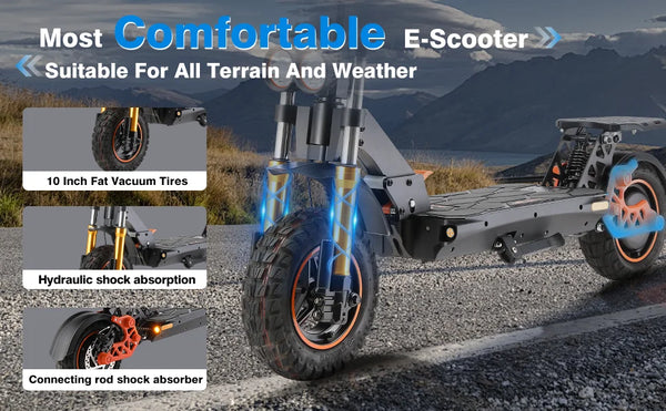 Trottinette électrique pliable pour adultes Ruitoo M5 PRO avec cadre en aluminium, pneu avant 11'', pneu arrière 10'', kit d'