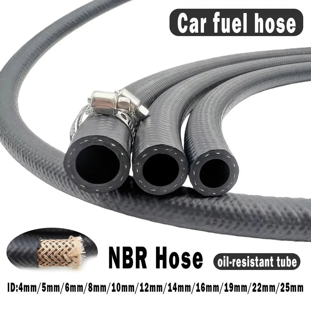 New Multifunctional Auto Durites de Carburant ID 4 5 6 8 10 12 14mm avec Pipe Clamp NBR Oil Resistant Hose Oil Pipe – Admissi
