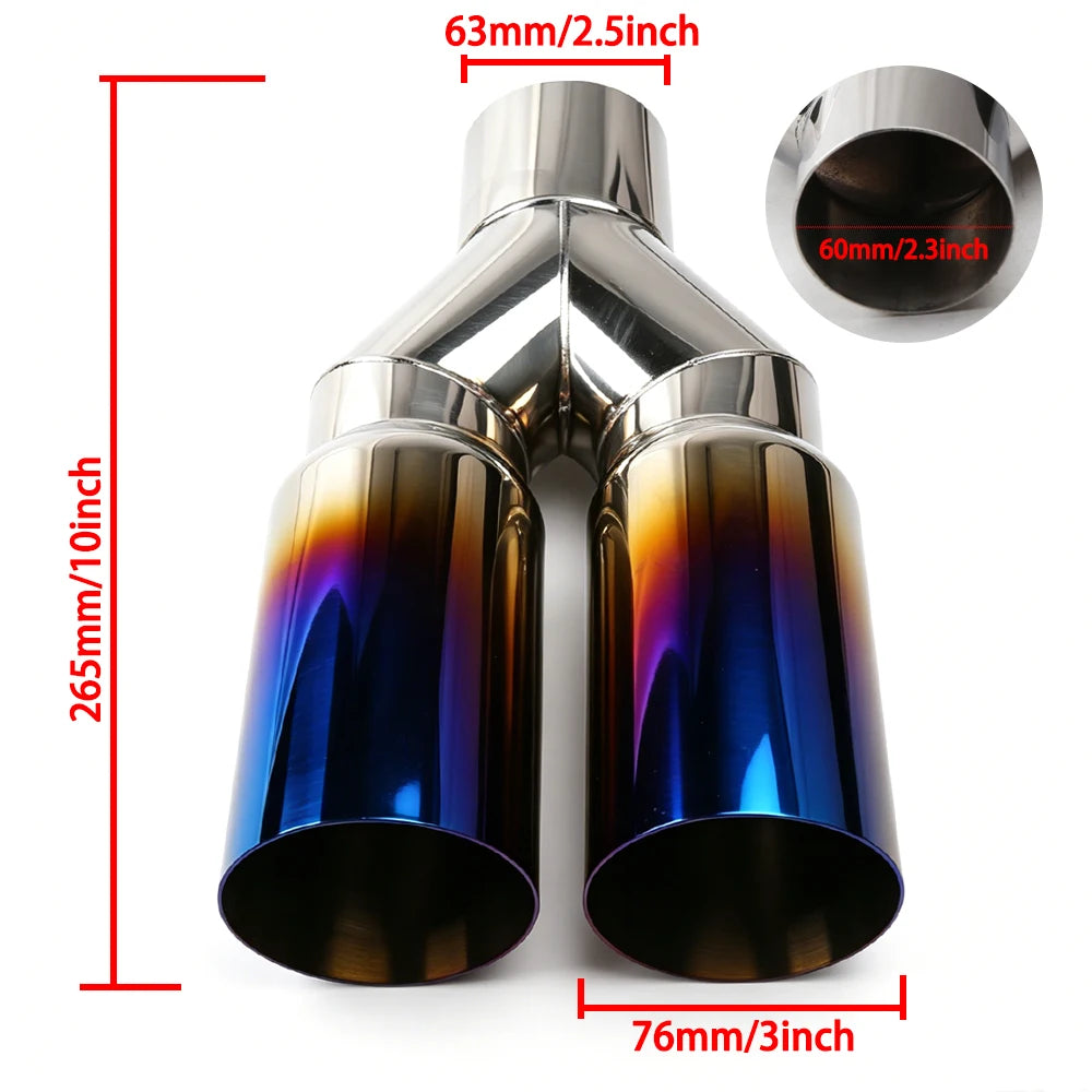 Embout d’Échappement Universel Inox Double Sortie 63–76 mm – Échappement | OURANE.COM