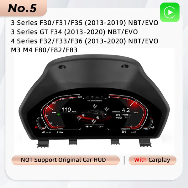Tableau de bord numérique 2026 pour BMW Séries 1 2 3 4 5 6 7 X1 X2 X3 X4 Compteur de vitesse Panneau d'instruments F10 E90 E6