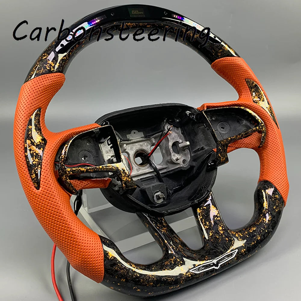 Volant en fibre de carbone forgée sur mesure pour Dodge Charger, Challenger et Hellcat SRT, avec palettes en option