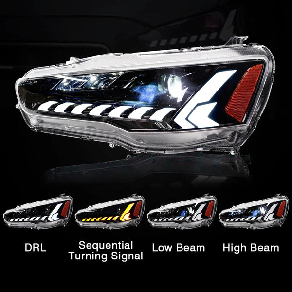 Paire d'assemblage de phares LED pour Mitsubishi Grand Lancer EVO-X 2008-2018, pièces de réglage