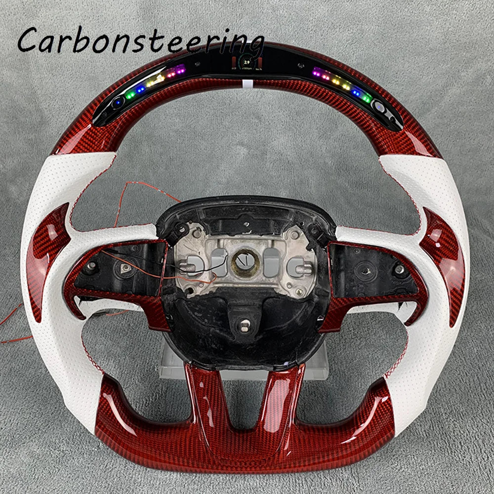 Volant en fibre de carbone forgée sur mesure pour Dodge Charger, Challenger et Hellcat SRT, avec palettes en option