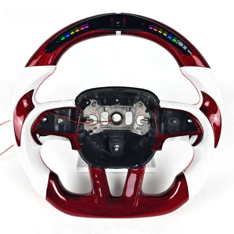 Volant de direction sport en fibre de carbone violette avec affichage LED pour Dodge Challenger et Charger