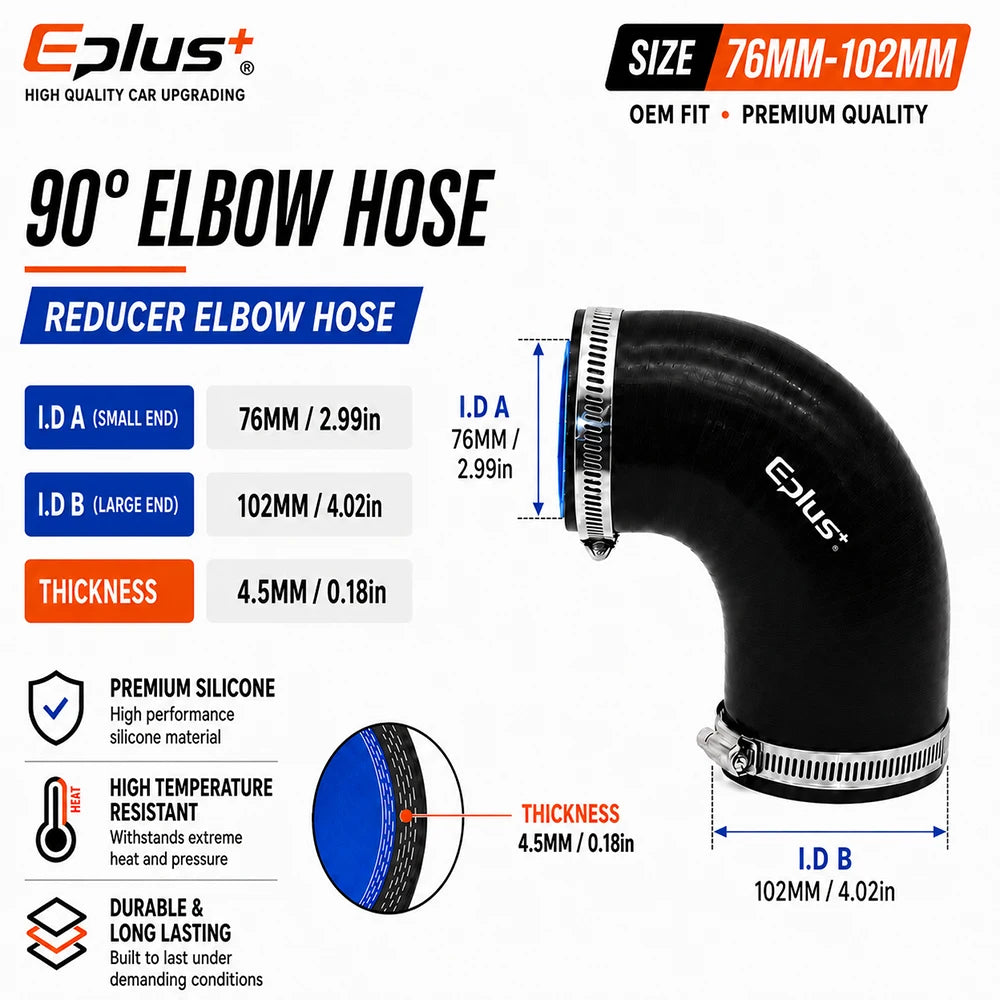 Durite Silicone Noire 90° Réductrice pour Turbo et Intercooler – Admission & performance | OURANE.COM