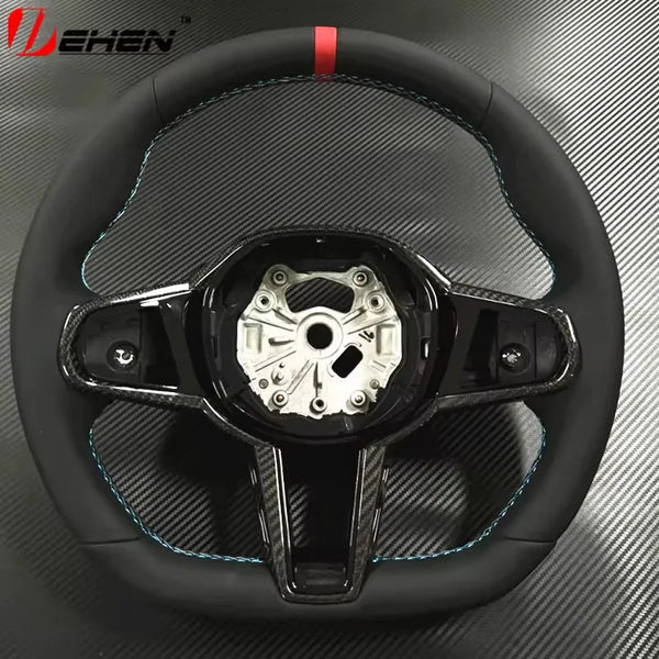 Volant en fibre de carbone CS en cuir noir pour BMW M2 M3 M4 M5 M8 X3M X4M X5M X6M F90 G80 G82 G87 Accessoire de modification