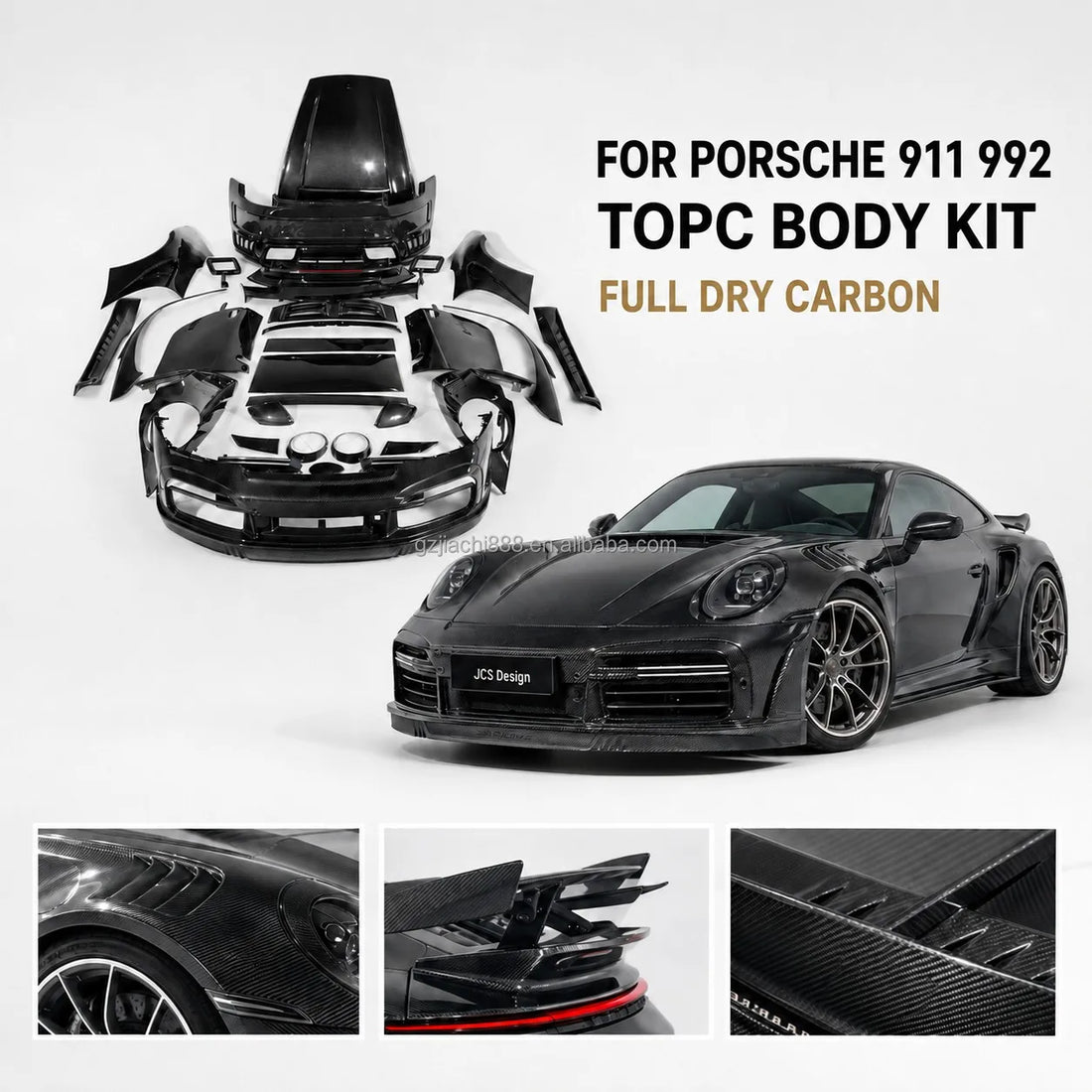 Kit carrosserie complet en carbone sec style TopC pour Porsche 911 type 992