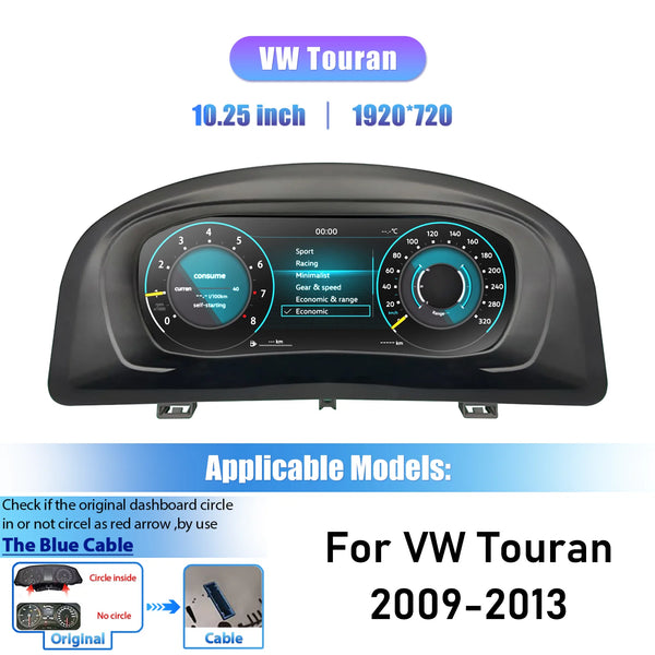Compteur numérique Volkswagen Touran, écran 1920 × 720 — vue 10