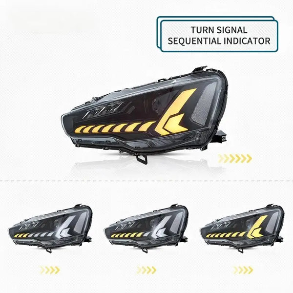 Phares LED pour Mitsubishi Lancer EVO X 2008-2020, clignotant dynamique, feux de jour DRL