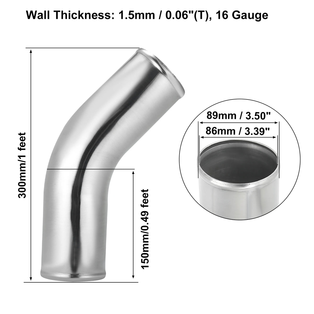Tube d'Intercooler Coudé 45° en Aluminium – Admission & performance | OURANE.COM