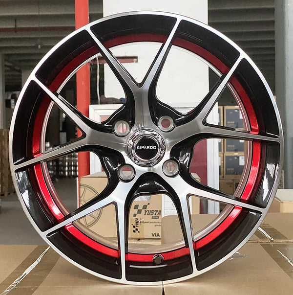 Kipardo Direct Factory roues en alliage 15 pouces 4x100 ET 35 VIA/JWL jantes de voiture lèvre rouge pour voiture de tour