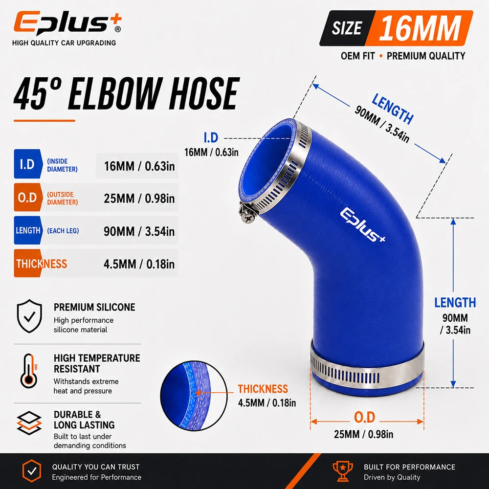 Durite Silicone Bleue 45° avec Colliers pour Turbo et Intercooler – Admission & performance | OURANE.COM