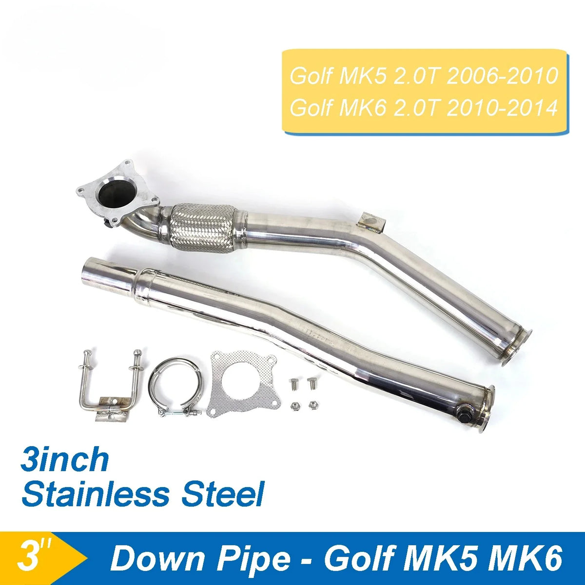 Descente d’Échappement Inox 63–76 mm pour Golf GTI MK5/MK6 et Audi A3 – Échappement auto OURANE.COM