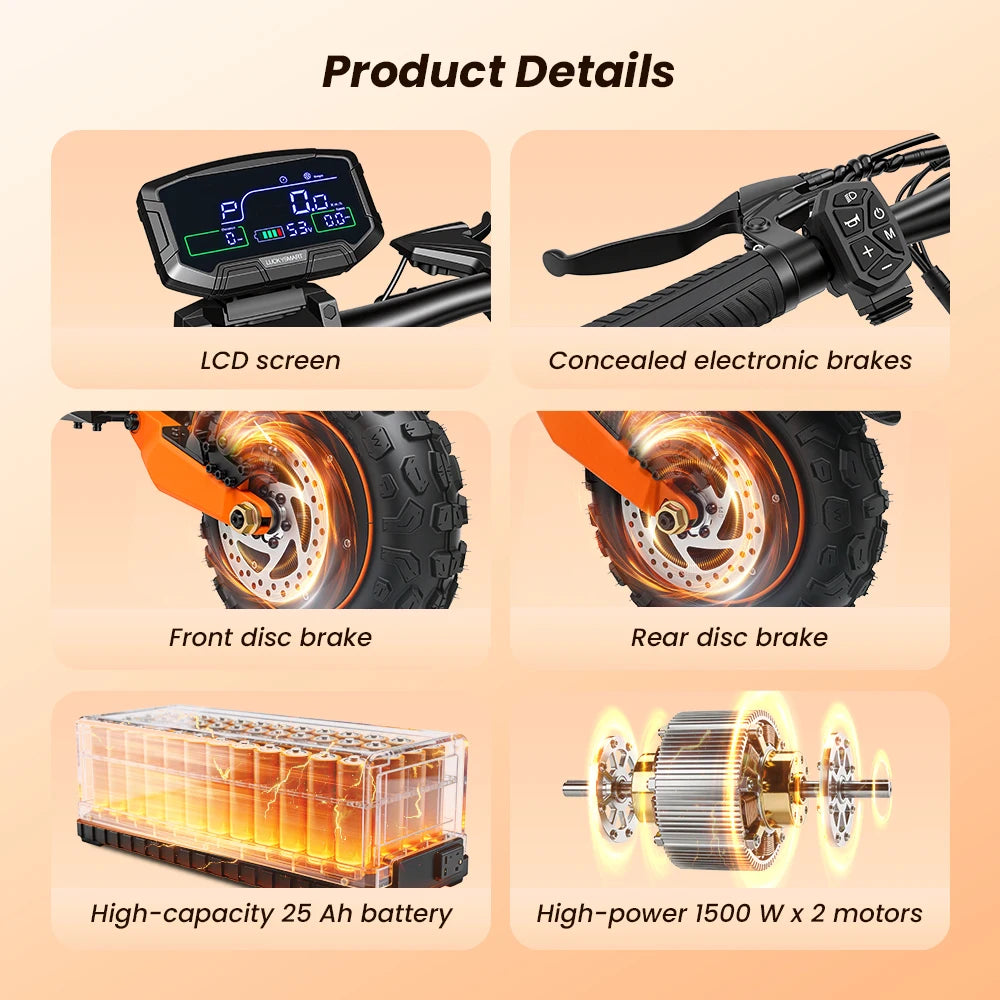 Trottinette électrique IScooter W12 3000W, double moteur, batterie lithium 52V25Ah, compatible avec application, vitesse maxi