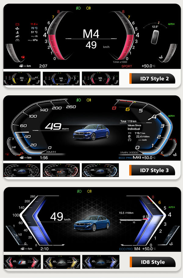 Panneau de tableau de bord LCD Hizpo pour BMW Série 3 / 4 F30 / F31 GT-F34 F32 / F33 / F36 2013-2020 NBT EVO Affichage des in