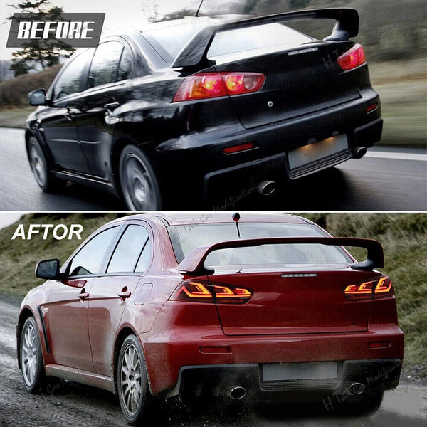 Paire de feux arrière LED pour Mitsubishi Lancer EVO X 2008-2018, clignotants dynamiques