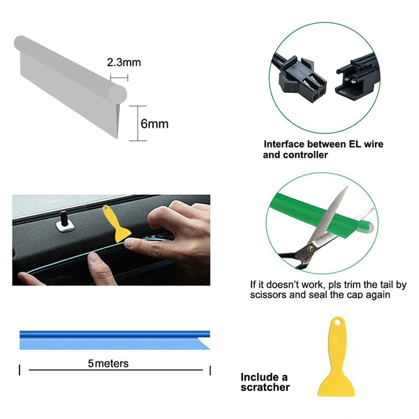 Bande lumineuse LED pour intérieur de voiture, néon, câblage EL, lampe décorative pour automobile, bricolage, lumière ambiant