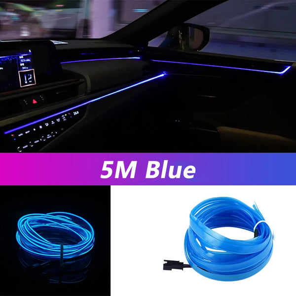Bande lumineuse LED pour intérieur de voiture, néon, câblage EL, lampe décorative pour automobile, bricolage, lumière ambiant