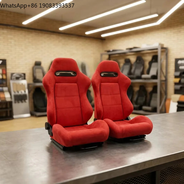 universel paire de noir daim sièges baquet sport avec rouge couture Double rails baquet Gaming sport siège en stock — OURANE