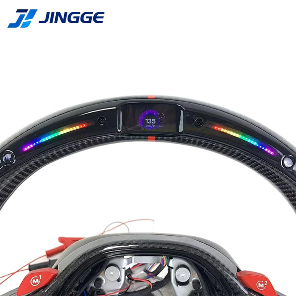 Volant en cuir personnalisé pour M4 M3 G20 G28 G30 G38 G80 G82 320i 330i 330e 340i 540i, LED de sport en carbone forgé