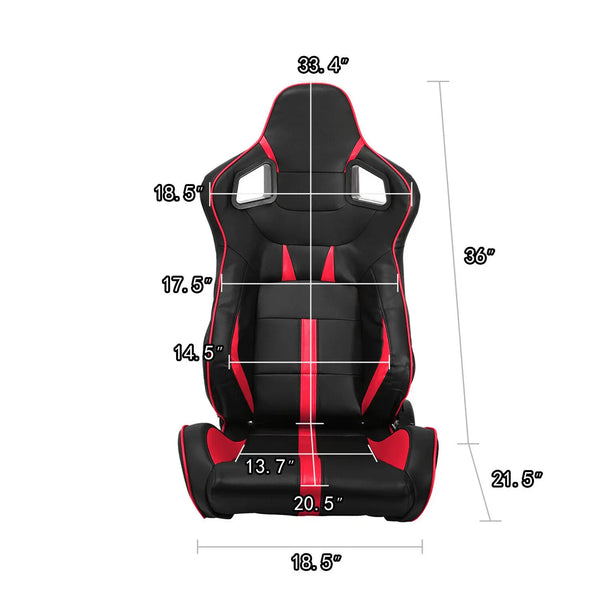 Sièges de course universels en cuir PVC noir et rouge pour voitures, avec curseurs à double verrouillage. - OURANE.COM