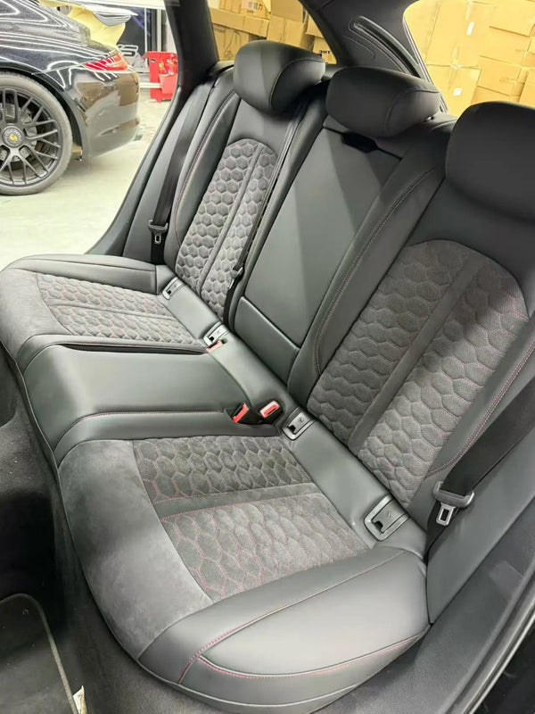 Sièges baquet sport de luxe pour voiture, avec panneau en fibre de carbone personnalisé et revêtement en cuir, version a