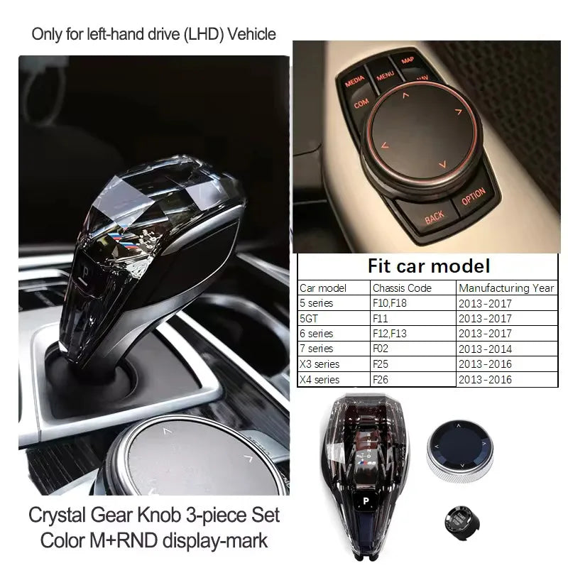 3 Piece Lot Crystal Levier de Vitesses Knob Lever Stick Handle Pour BMW 3 5 6 7 Series X3 X5 X6 F30 G15 F01 G20 G05 G21 G28 G