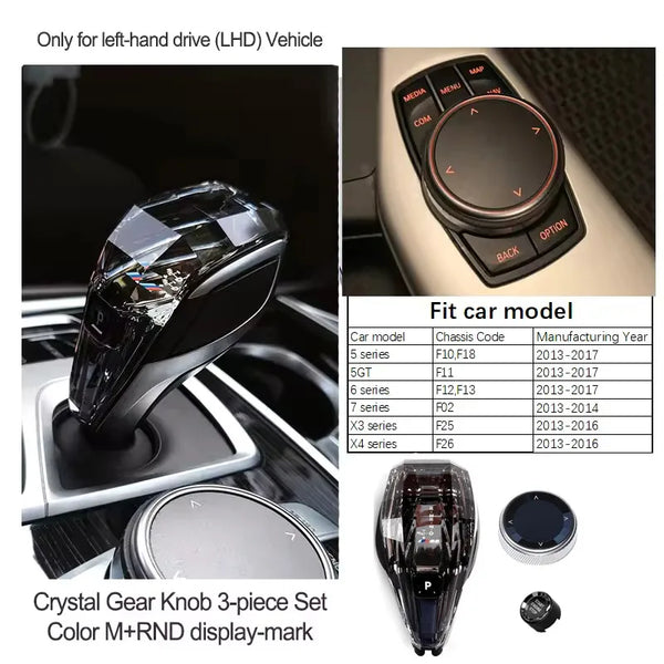Jante Pommeau de Levier Cristal BMW – kit 3 Pièces – Série 3, 5, 6, 7 & X — OURANE
