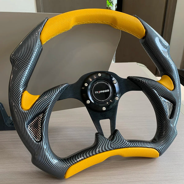 Volant de course TIYPEOR de type D compatible avec Toyota, Honda, Volkswagen - Volant de jeu pour une conduite améliorée - OU
